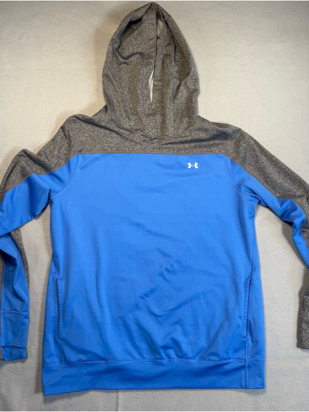 Under Armour Blue/Gray Crewneck Hoodie Pullover Cold Gear Men’s Large